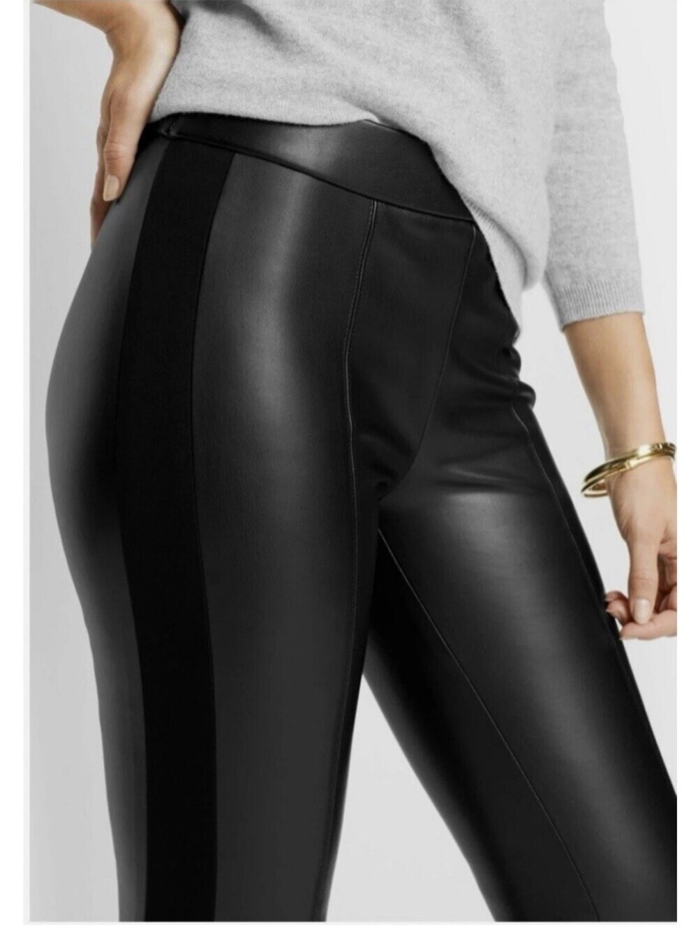 Talbots Portland Faux Leather Leggings Womens Skinny Pants Stretch Black Sz 14 - Picture 2 of 16